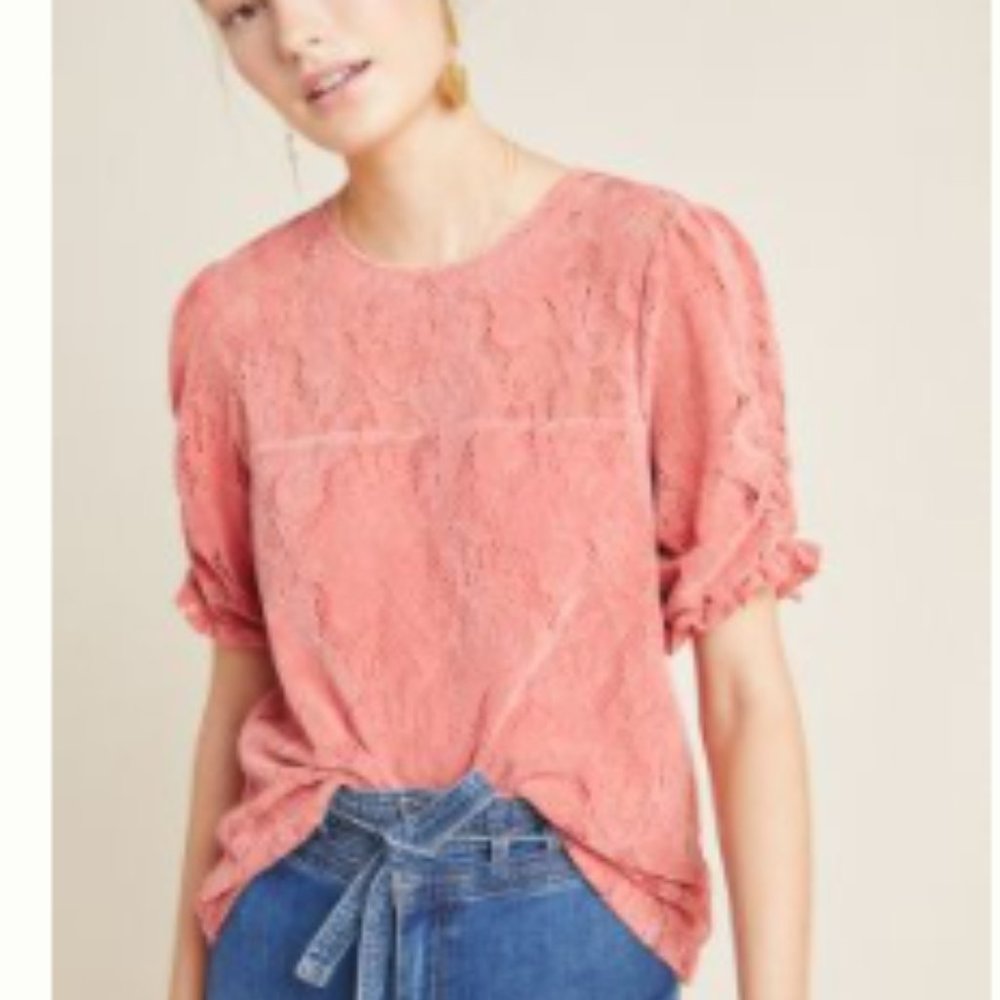 Anthropologie Pavati Rosewood Lace Top XL - NWOT